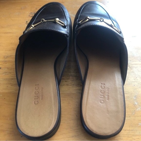 GUCCI Princetown Horsebit Chocolate Brown Leather Mules Slides Size 38.5, 8.5 - Picture 11 of 16